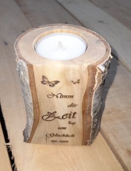 Tealight wood with saying