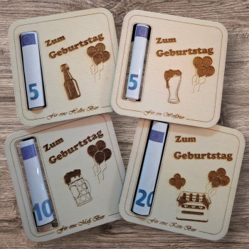 Bierdeckel als Geldgeschenk